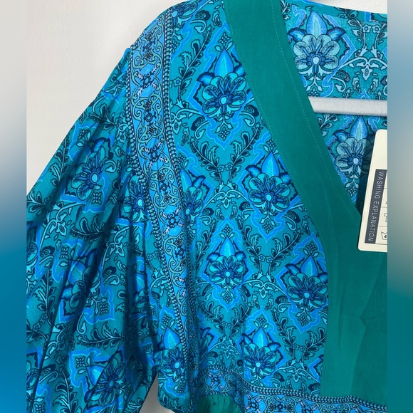{NWT} Gypsy Style Boho Blouse Ocean Turquoise S/M - Picture 6 of 11